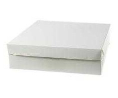 Multi Cake box fold-self bottom for high base/low top modelis L350xB350xH100mm paper baltas, 100 pcs/carton