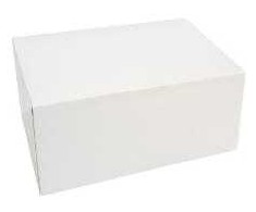 Multi Cake box su atlenkiamu dangčiu aukštas L160xW110xH95mm popierinis su atviru priekiu be lango baltas, 200 vnt/kartonas
