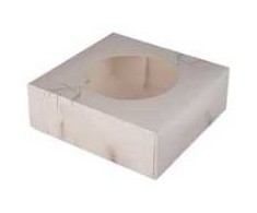 Multi Tortų dėžutė su atlenkiamu dangčiu S-Line 230 x 230 x 80 mm popierinė su langeliu PLA balta/pilka, 100 vnt./kartoninėje dėžėje