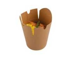 Multi Kinietiška wok dėžutė 750 ml 26 oz Ø95x98 mm apvaliu pagrindu ruda, 500 vnt./kartoninėje dėžėje