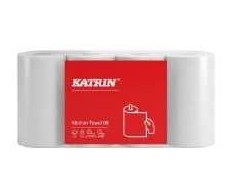 Multi Virtuvės rankšluosčiai Katrin 2 sluoksnių Ø10,6 cm L26,6 m x P21,2 cm su Gulbės ženklu, balti, 7 pakeliai x 4 rulonai/dėžė (28 vnt.)
