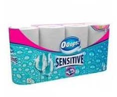 Multi Virtuvės rankšluosčiai Ooops Sensitive 2 sluoksnių Ø10,6cm L10m P22,7cm naujas pluoštas balti, 12 pak. x 4 vnt. dėžutėje