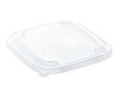 Multi Plastikiniai dangteliai 175x175x17 mm RPET permatomi bagaso dėklui 750 ml 6 vnt. x 50 vnt./kartoninėje dėžėje