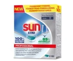 Multi Indaplovės tabletės Sun Pro Formula All in 1 102 vnt. Ecolabel su skalavimo druska tirpios 4 pk x 102 vnt./dėžėje