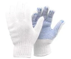Multi Megztos pirštinės Blue Star Basic Dot dydis XL (10) medvilnė/PVC su taškeliais balta/mėlyna, 12 porų/pakuotėje