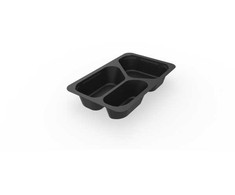 Multi Padėklas 3 skyrių 1/4 GN 210/380/500 ml 265x162x45 mm PP juodas, 225 vnt./dėžutėje