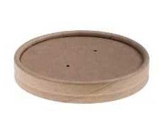Multi Popieriniai dangteliai Ø90 mm kraft popierius/CPLA rudi, skirti „Soup-To-Go“ puodeliams, 20 pakuočių po 25 vnt. dėžutėje