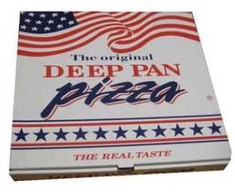 Multi Picos dėžutė 29x29x4,5 cm balta su spaudiniu Deep Pan Pizza, 100 vnt./kartoninėje dėžėje