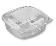 Multi Plastikinis padėklas SquarePac 250 ml 130x127x40 mm su atlenkiamu dangteliu APET permatomas, 6 pakeliai x 100 vnt./kartoninė dėžė