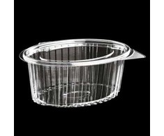 Multi Vienkartinė lėkštė Catersource 1000 ml 145x190x82 mm ovali su atlenkiamu dangteliu RPET permatoma 100 vnt.