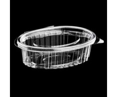 Multi Plastikinis dubenėlis Catersource 150 ml 112x145x26 mm ovalus, sulankstomas dangtelis RPET skaidrus, 100 vnt.