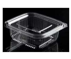 Multi plastmasės puodelis Catersource 250 ml 85x97x41 mm kvadratinis dangtelis su vyriais RPET Permatomas, 5 vnt. x 100 pak.