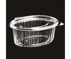 Multi Plastikinis puodelis Catersource 375 ml 112x145x57 mm ovalus su atlenkiamu dangteliu RPET permatomas, 100 vnt.
