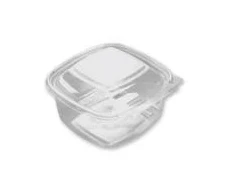 Multi Plastikinis padėklas SquarePac 500 ml 130x127x64 mm su atlenkiamu dangteliu APET permatomas (6 pakuotės x 100 vnt./kartonas)