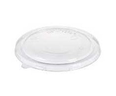 Multi Plastikiniai dangteliai Ø120x10mm apvalūs biologiškai suyrantys PLA permatomi, skirti 360 ml dėklui, 8 vnt. x 50 vnt./kartonas