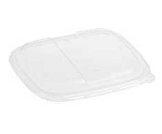 Multi Plastikiniai dangteliai 230x165 mm kvadratiniai, biologiškai skaidūs PLA, skaidrūs, skirti bagaso padėklams (4 pak. x 100 vnt./kartonas)