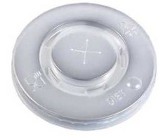 Multi Plastikinis dangtis Ø80 mm Catersource plokščias su kryžmine skylute permatomas popieriniam puodeliui PS plastikas, 20 vnt. x 100 vnt./kartonas