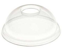 Multi Plastikinis dangtelis Ø95 mm su kupolu ir skylute, Bio PLA, skaidrus, 100 vnt.