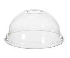 Multi Plastikinis dangtelis Verive dome Ø95xH41mm su skylute šiaudeliui RPET permatomas, 50 vnt.