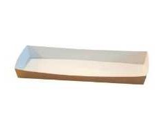 Multi Dėklas dešrelėms L200xW90xH20mm kartonas su krašteliu rudas/baltas, 6 pak. x 100 vnt./kartone
