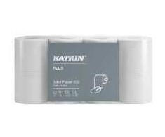 Multi Tualetinis popierius Katrin Plus Easy Flush, dvisluoksnis, Ø11,5 cm, ilgis 50 m x plotis 10 cm, baltas, 5 vnt. pakuotėje po 8 ritinėlius po 400 lapų maišelyje - (40 vnt.)