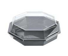 Multiboks Octaview 1 skyriaus 1292 ml 230x230x80 mm su dangteliu APET pilkas/permatomas, 180 vnt./kartonas