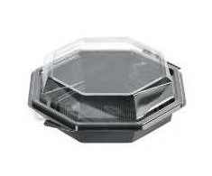 Multidėžutė Octaview 1 skyriaus 417ml 160x160x60mm su dangteliu APET pilka/permatoma, 420 vnt./kartone