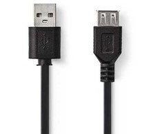 Nedis USB-Kabelis | USB 2.0 | USB-A Stecker | USB-A Buchse - 480 Mbps | Vernickelt | 2.00 m | Rund | PVC | Juodas | Box