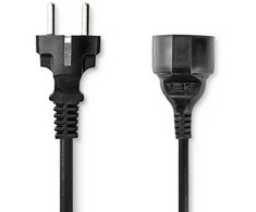 Nedis Stromkabel | Schutzkontaktstecker | Schutzkontaktsbuchse Gerade | Gerade | Vernickelt | 5.00 m | Rund | PVC | Juodas | Label