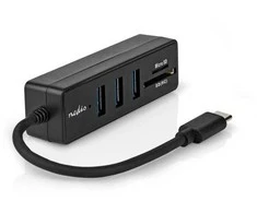 HUB USB Nedis CCGB64250BK01 doko stotelė Przewodowa USB Type-C Juodas