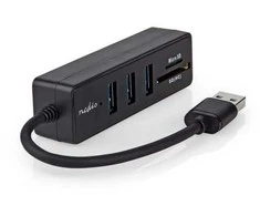 USB ŠAKOTUVAS Nedis CCGB61250BK01 šakotuvai ir šakotuvai USB 3.2 Gen 1 (3.1 Gen 1) Type-A 5000 Mbit/s Juodas