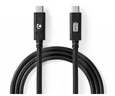 Nedis USB-Kabelis | USB 3.2 Gen 2 | USB-C™ Stecker |USB-C™ Stecker - 100 W | 4K@60Hz | 10 Gbps | Vernickelt | 1.00 m | Rund | PVC | Juodas | Box