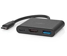 HUB USB Nedis CCGB64770BK01 doko stotelė Przewodowa USB 3.2 Gen 1 (3.1 Gen 1) Type-C Juodas