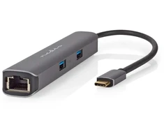 Nedis USB Multi-Port-Adapteris USB 3.2 Gen1 6-in-1 - USB-C™ Stecker, HDMI™ Ausgang, RJ45 Buchse, 2x USB-A Buchse, 2x USB-C™, 5 Gbps, grau