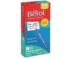 Newell Pluošto žymekliai Berol Colourbroad, 12 įvairių spalvų pakuotėje