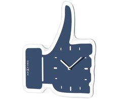 NeXtime laikrodis 3072bl Thumbs up, 40.5x41.5 cm, sieninis, mėlynas/sidabrinis