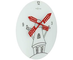 NeXtime laikrodis 8807 Windmil, Ø30 cm, sieninis, baltas/juodas/raudonas