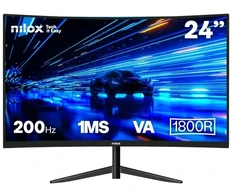 Nilox MONITORIUS 23 8 CURVO 200HZ HDMI DP, 60.5 cm (23.8"), 1920 x 1080 pikselių, Full HD, LCD, 1 ms, Juodas