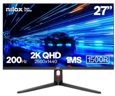 Nilox MONITORIUS 27 CURVO 200HZ 2K HDMI DP, 68.6 cm (27"), 2560 x 1440 pikselių, 2K, LCD, 1 ms, Juodas