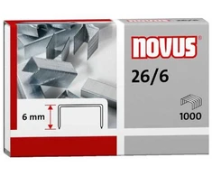 Novus 26/6, segtukų paketas, 6 mm, 1000 segtukų, tvirtinimui, plienas, nerūdijantysis plienas