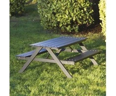 Nsh Nordic Vaikiškas stalo/suolo komplektas HORTUS A-modelis, juoda fanera ir aliuminio rėmas (801-093)