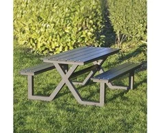 Nsh Nordic Vaikiškas stalo/suolo komplektas HORTUS X-modelis juoda fanera ir antracito spalvos rėmas (801-090)