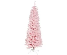 Nsh Nordic Dirbtinė Kalėdų eglutė siaura PVC "BLING", C klasė, 180x68 cm su LED, rožinė NORDIC WINTER (780-182)
