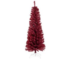 Falk Juletræ sztuczny wąski PVC ''BLING'' kl. C 180 x 68 cm. u/lys, ciemnoczerwony, NORDIC WINTER (780-187)
