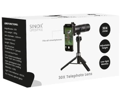 Objektyvas Sinox „Lifestyle“ 30 kartų priartinimo teleobjektyvo rinkinys. Juodas