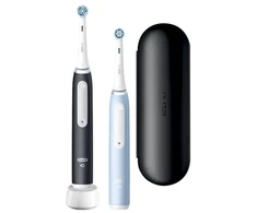 Oral-B | Elektrinis dantų šepetėlis Duo Pack | iO3 Series | Įkraunamas | Suaugusiems | Šepetėlių skaičius galvutės įeina 2 | Number of teeth brushing modes 3 | Matt Juodas/Ice Mėlyna