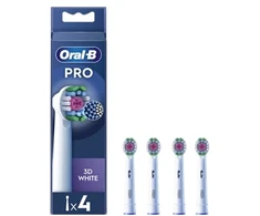 Oral-B | Replaceable dantų šepetėlis galvutės | EB18-4 3D Baltas Pro | Heads | Suaugusiems | Šepetėlių skaičius galvutės įeina 4 | Baltas