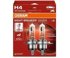 Bikuva.lt OSRAM Automobilinės lemputės NIGHT BREAKER Sidabrinis +100% H4 60/55W 12V P43T, 2vnt