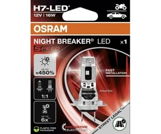 OSRAM H7 LED automobilio lemputė Night Breaker LED Speed 16 W 12 V +450%, 1 vnt.