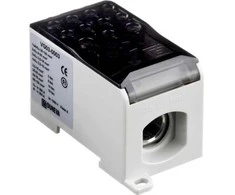 Ouneva Oy OJL paskirstymo blokas 280A. Įvadas Al/Cu 35-120mm2. Cu išėjimo anga 2*(6-35)+5*(2,5-16)+4*(2,5-10)